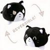Peluche chat double face orange, jouet tout doux