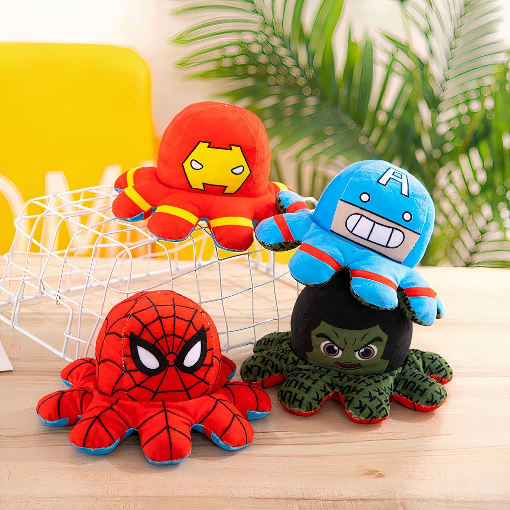 Peluche mini pieuvre réversible