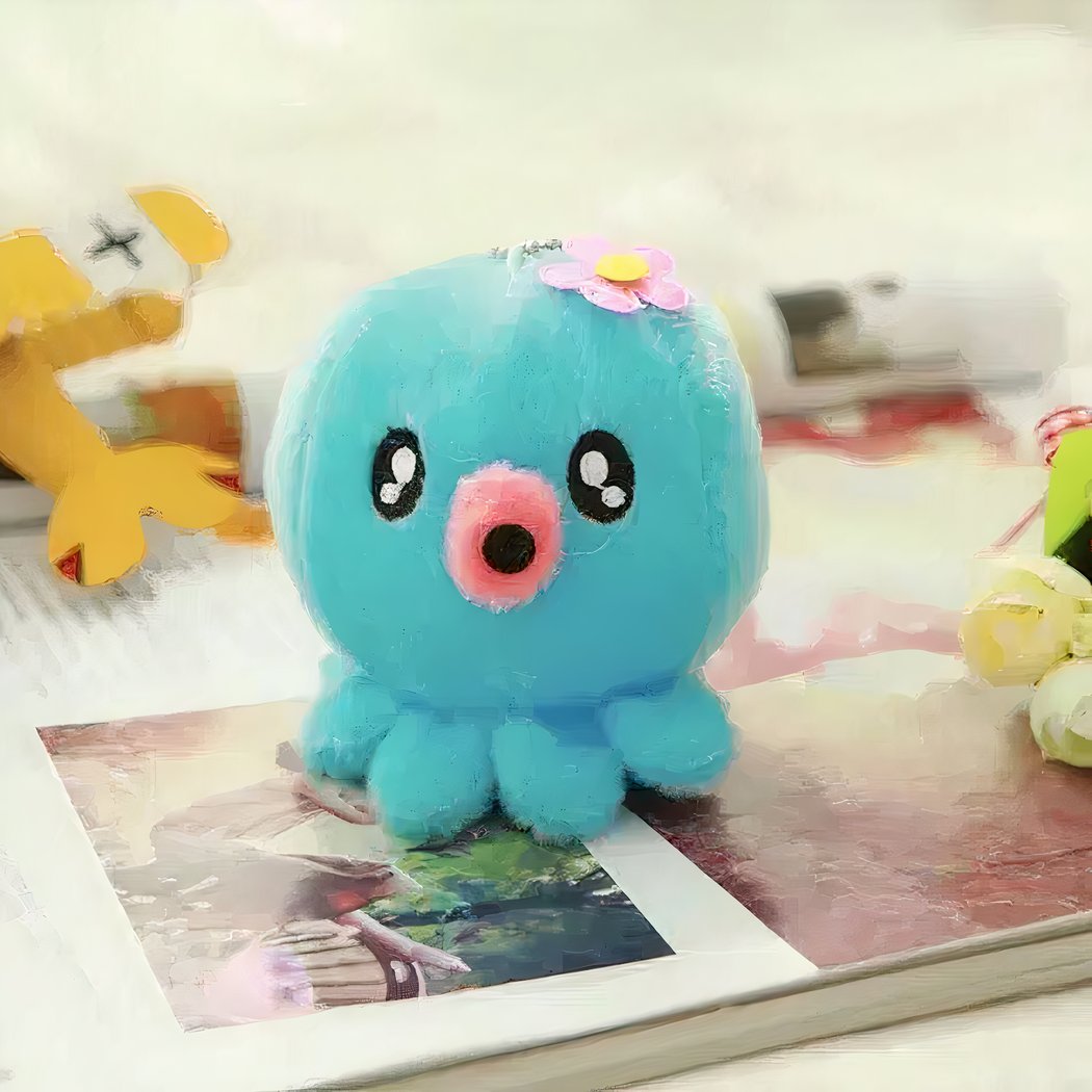 Peluche adorable pieuvre porte-clés bleue
