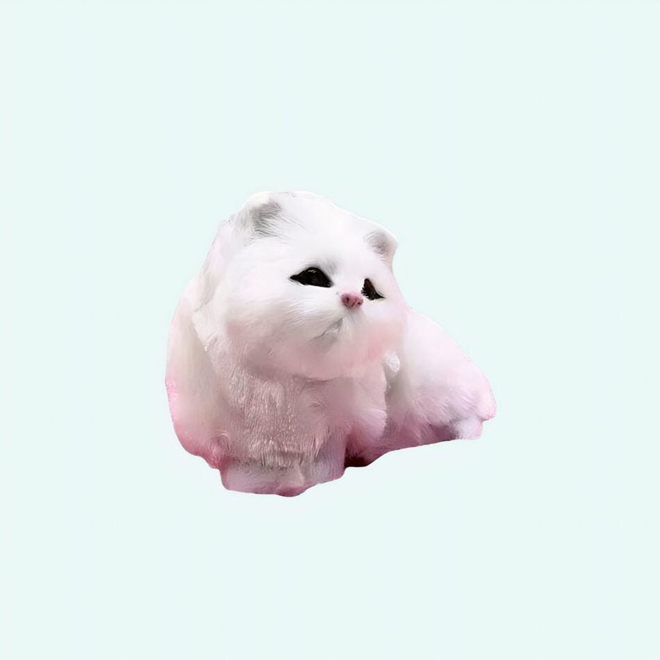 Peluche poupée chat blanc