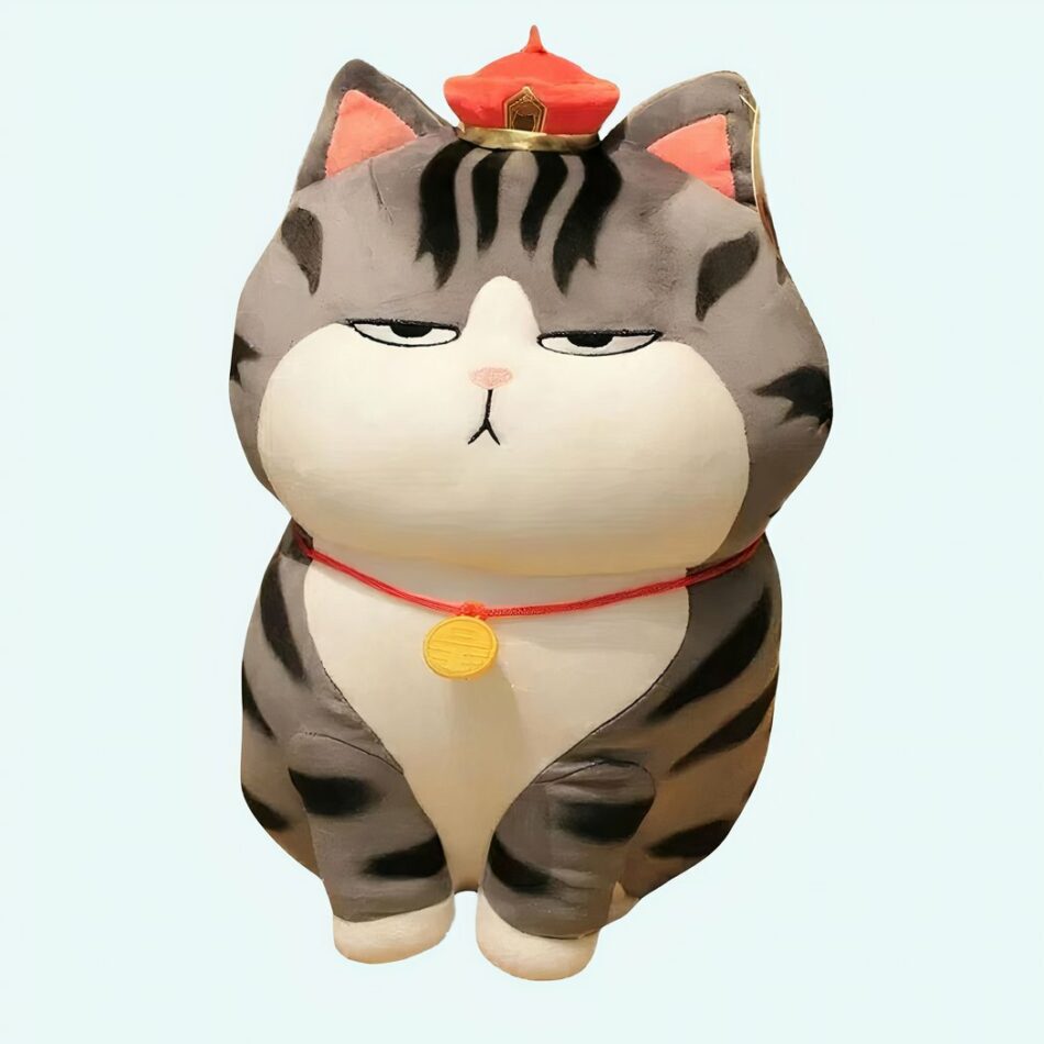 Peluche chat empereur tigré gris