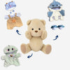 Nino - L'ours en peluche articulé fait main avec pull tricoté et salopette marron
