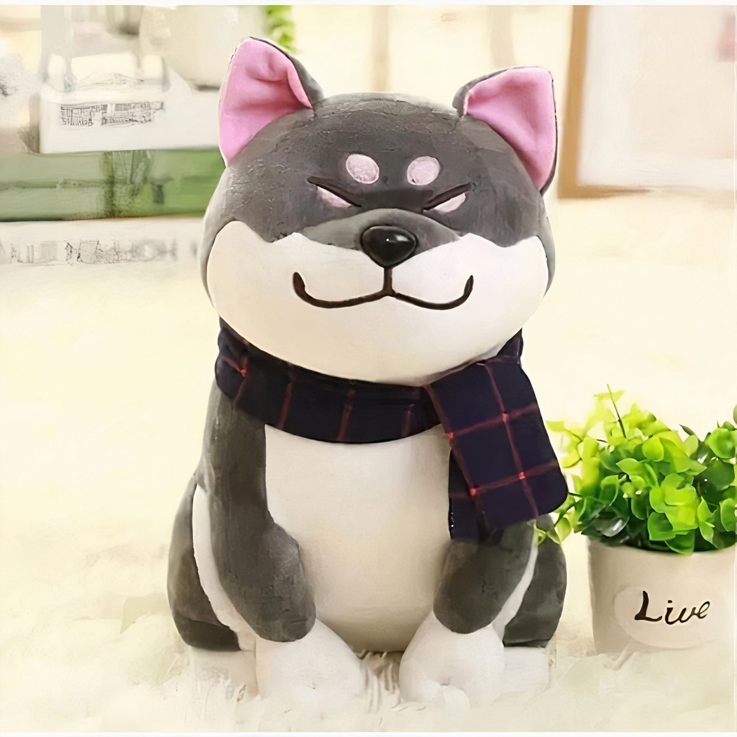 Peluche chien gris trop mignonne
