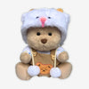 Nino - L'ours en peluche articulé fait main avec pull tricoté et salopette marron