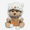 Nino - L'ours en peluche articulé fait main avec pull tricoté et salopette marron