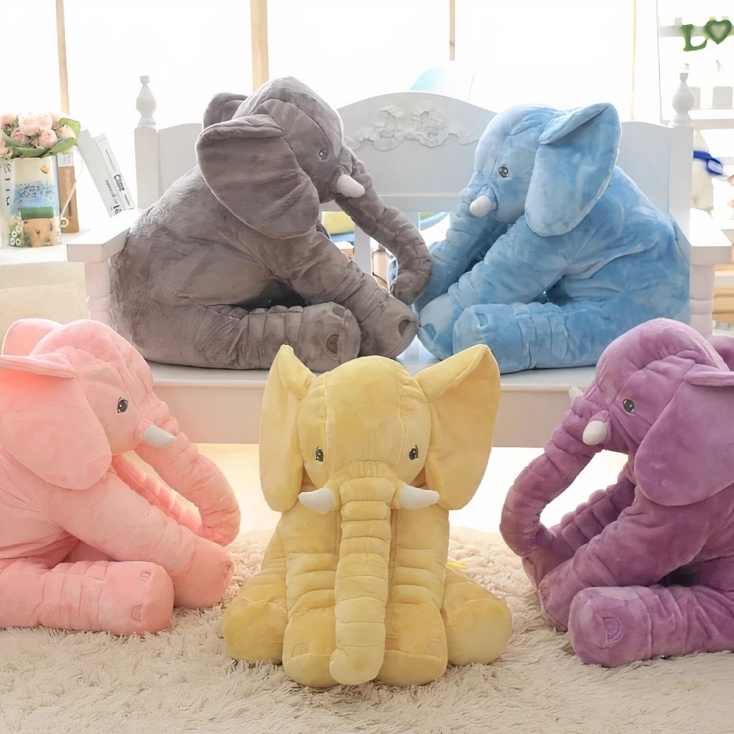 Peluche éléphant oreiller rose