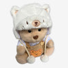 Nino - L'ours en peluche articulé fait main avec pull tricoté et salopette marron