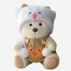 Nino - L'ours en peluche articulé fait main avec pull tricoté et salopette marron