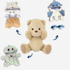 Nino - L'ours en peluche articulé fait main avec pull tricoté et salopette marron
