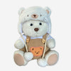 Nino - L'ours en peluche articulé fait main avec pull tricoté et salopette marron