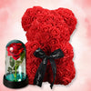 Cadeau St-Valentin lot d'ourson en roses avec sa rose éternelle