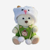 Nino - L'ours en peluche articulé fait main avec combinaison tricoté verte
