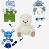 Nino - L'ours en peluche articulé fait main avec combinaison tricoté verte