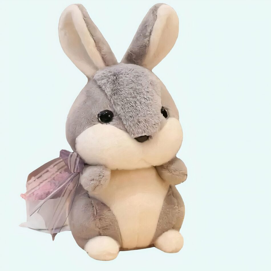 Peluche lapin lièvre gris