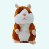Peluche Hamster marron parlant plush toy—soft brown and white hamster stuffed animal.