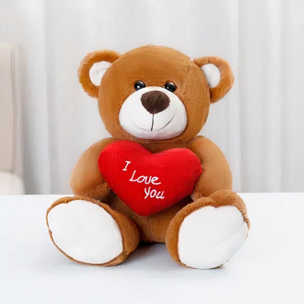 Peluche ours brun amour