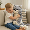Peluche chat gris aux longues jambes