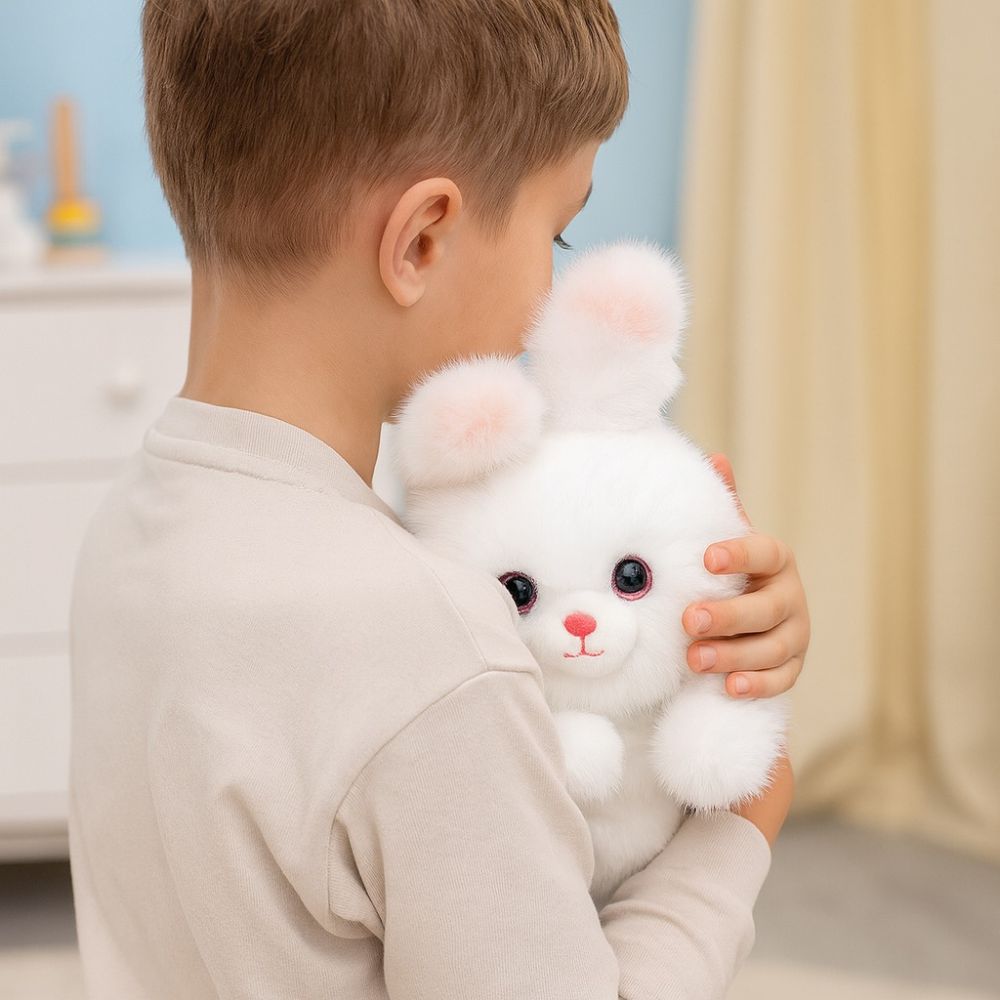 Peluche lestée lapin blanc