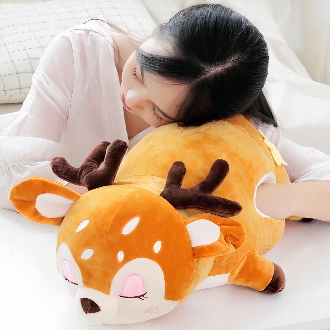 Peluche cerf oreiller géant