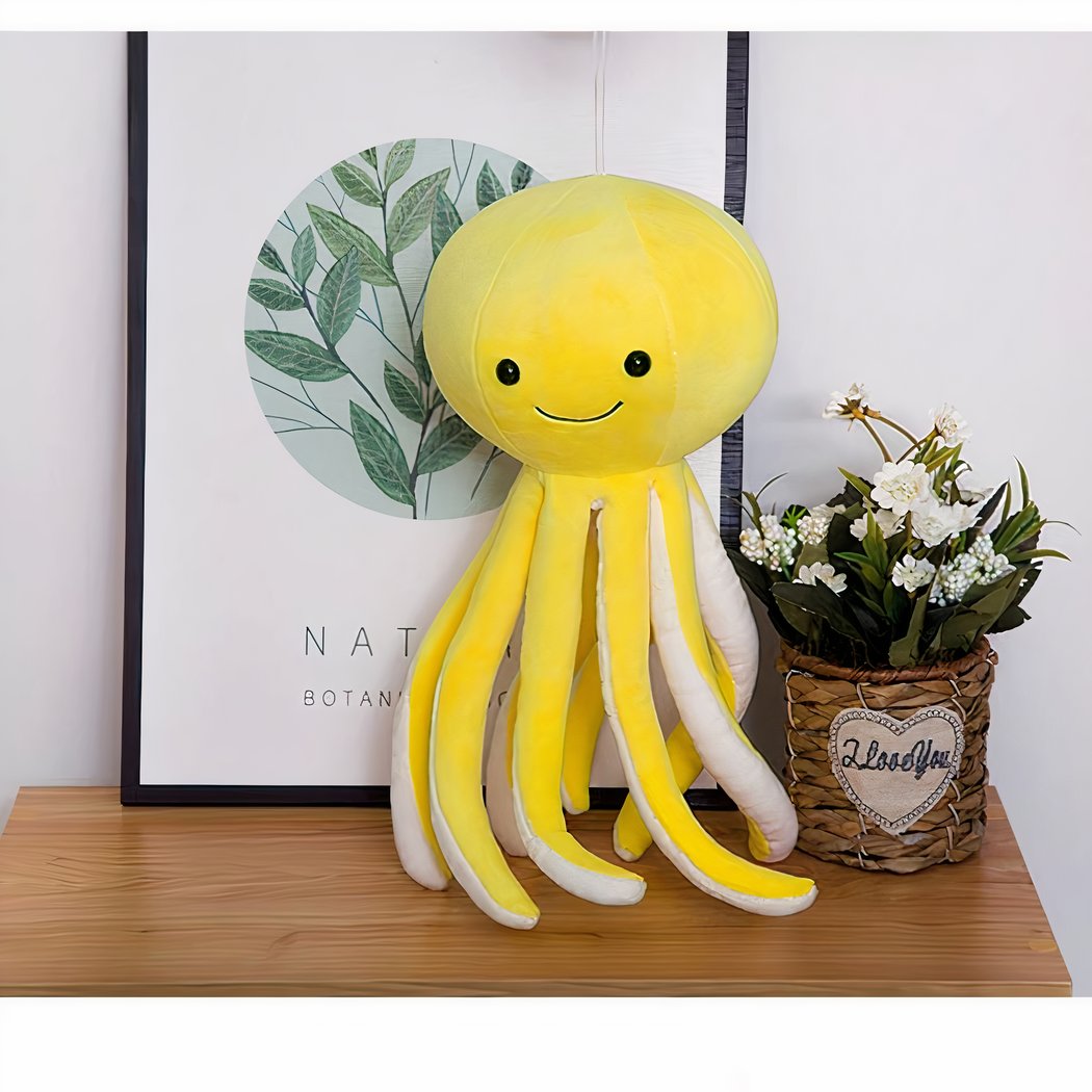 Poulpe mignon en peluche jaune