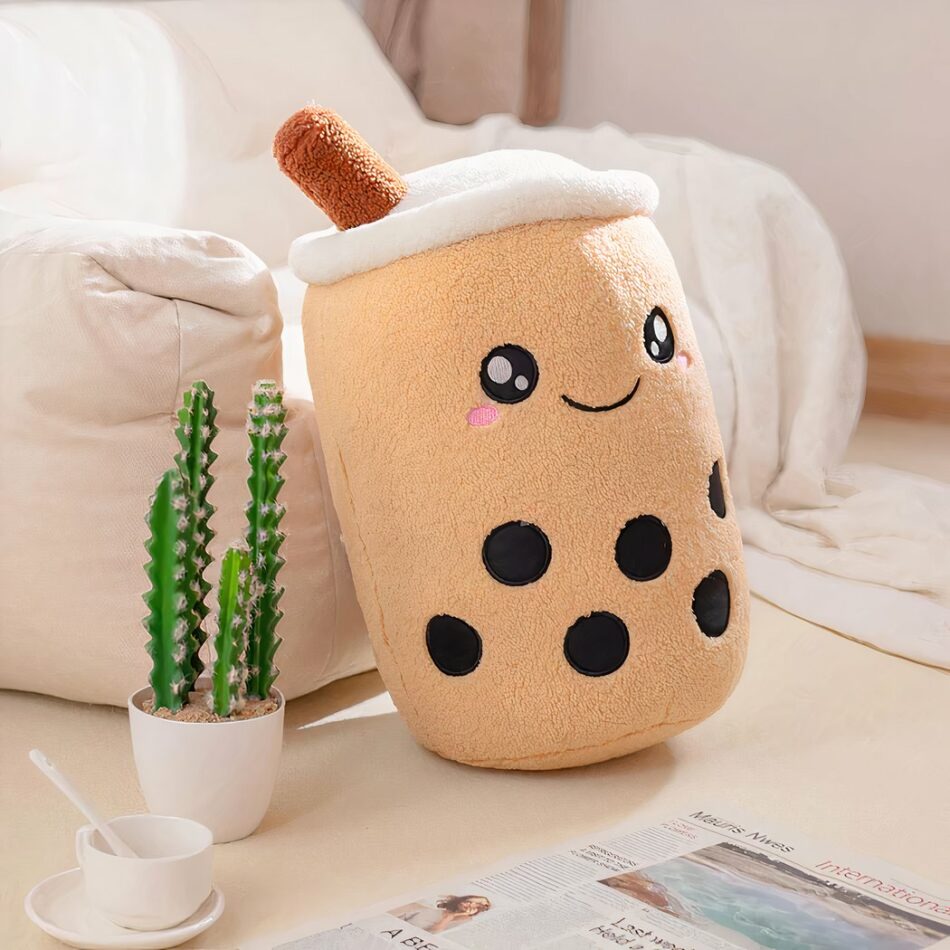 Peluche Bubble tea souriante et mignonne pour enfants