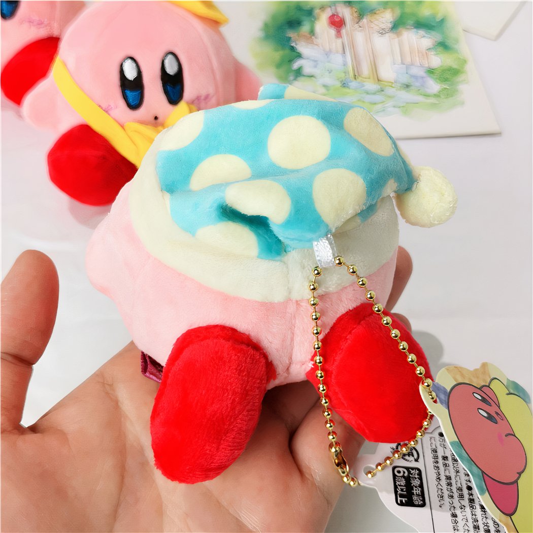 Peluche Kirby avec bonnet de nuit bleu