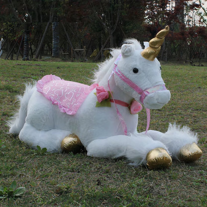 Grande peluche licorne cheval blanc