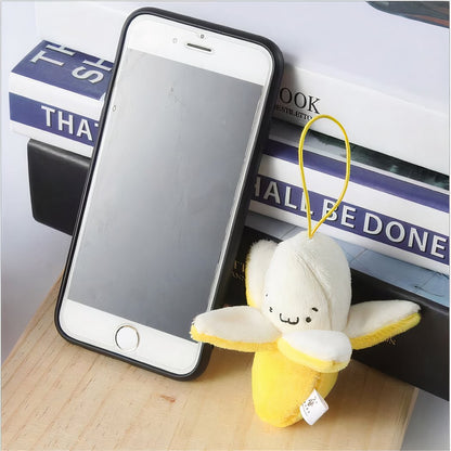 Peluche banane jaune épluchée