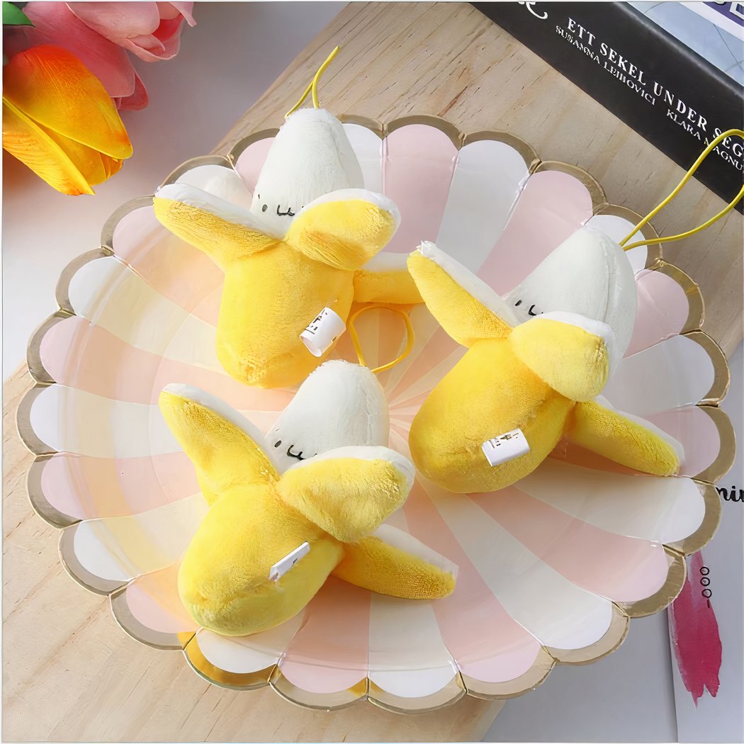 Peluche banane jaune épluchée