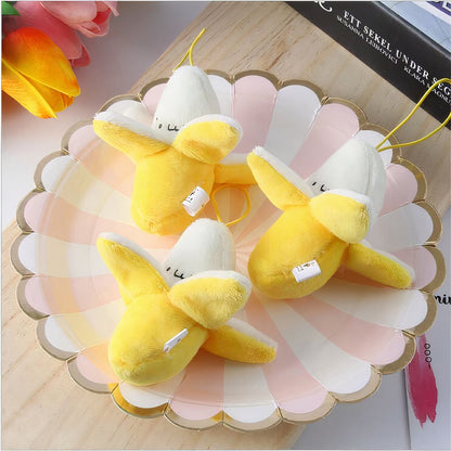 Peluche banane jaune épluchée