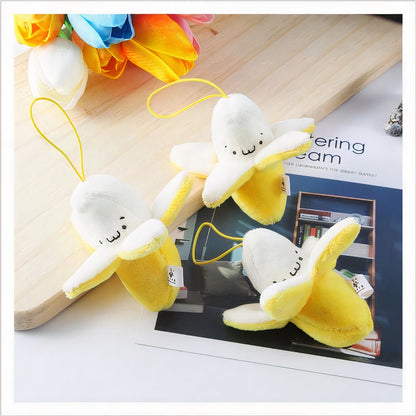 Peluche banane jaune épluchée