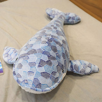 Peluche baleine mosaïque bleu