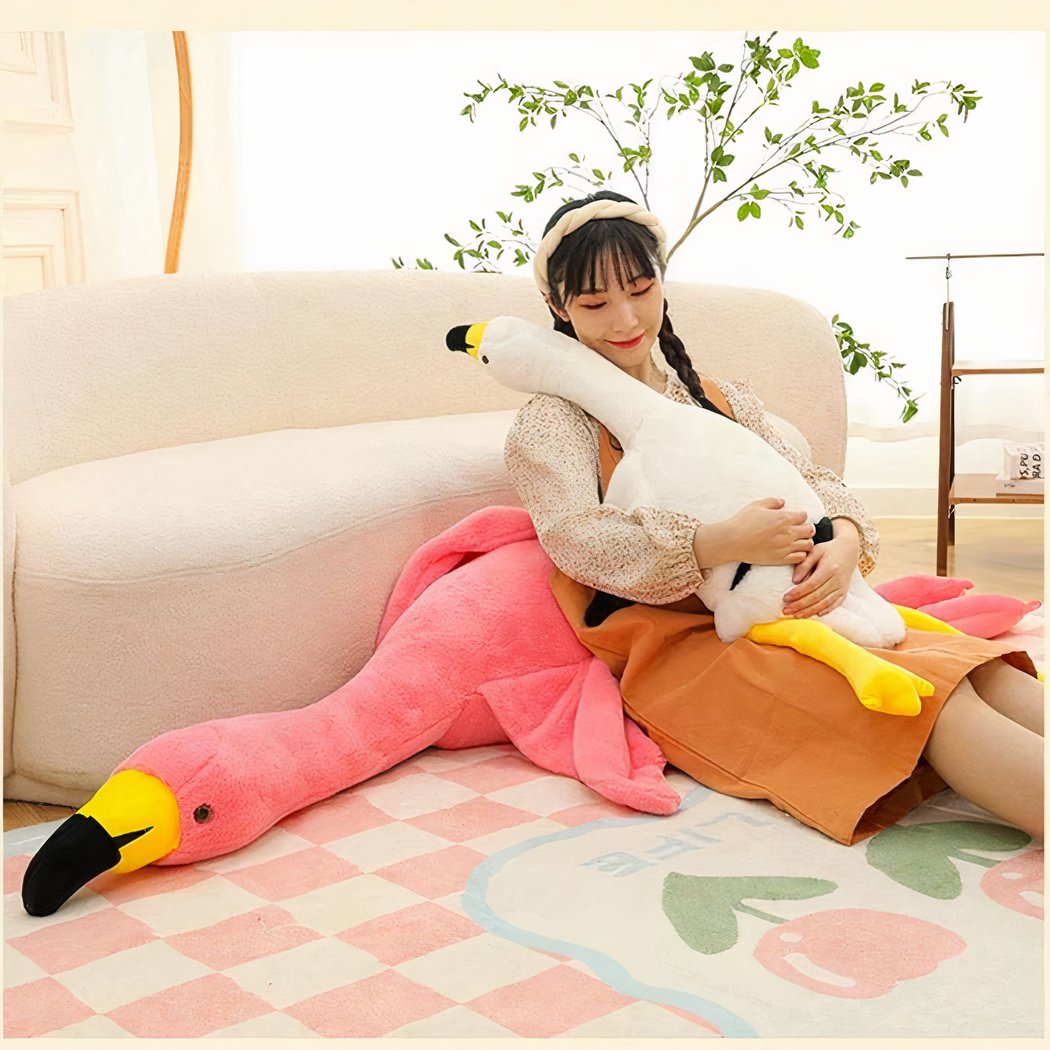 Peluche géante flamant rose ou blanc