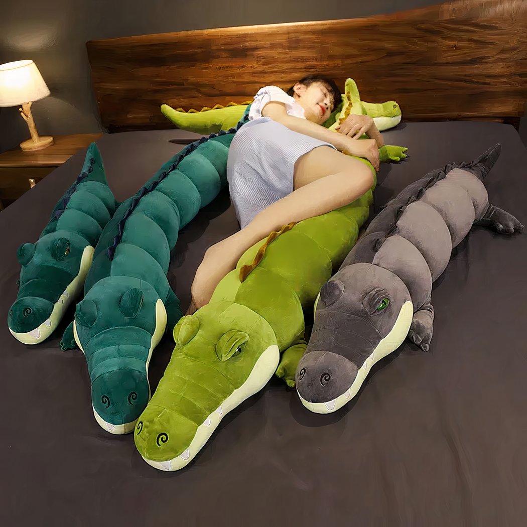 Peluche alligator gris géante