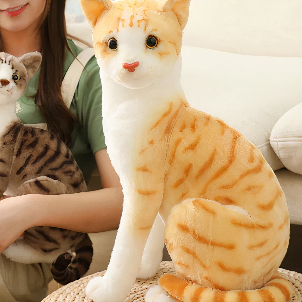 Peluche chat tigré orange