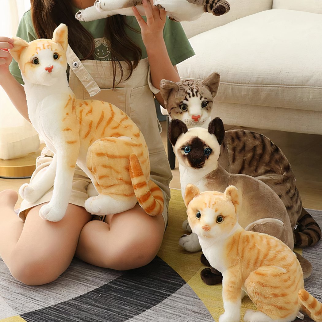 Peluche chat tigré orange