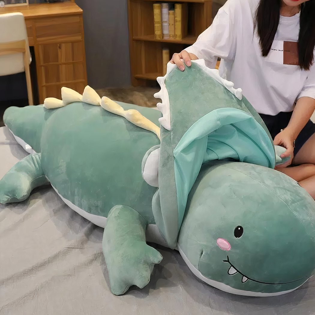 Peluche dinosaure bleu magique