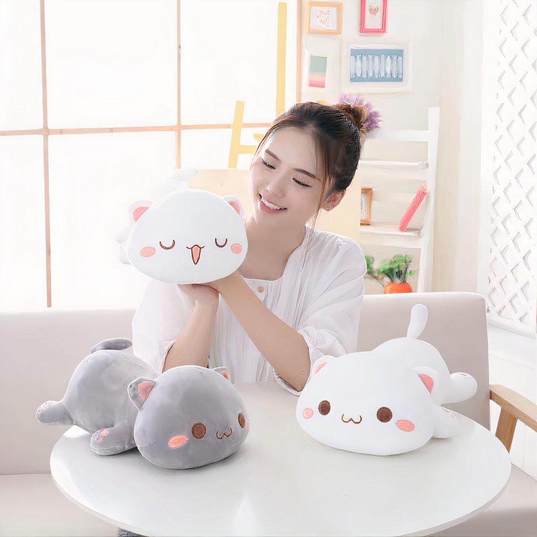 Peluche chat gris kawaii