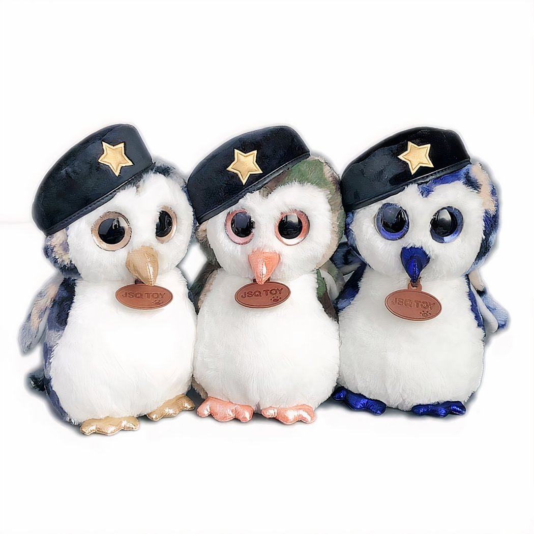 Peluche hibou militaire gris