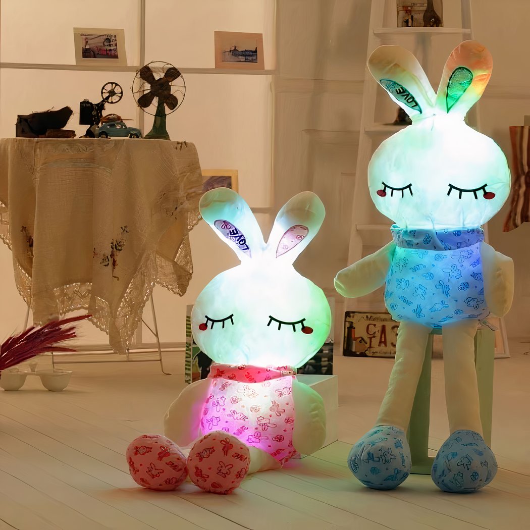 Peluche lapin bleu lumineux