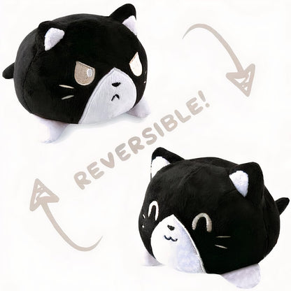 Peluche chat double face orange, jouet tout doux