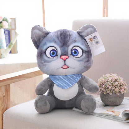 Peluche chat dessin animé gris