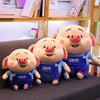 Peluche cochon habillé tenue bricoleur