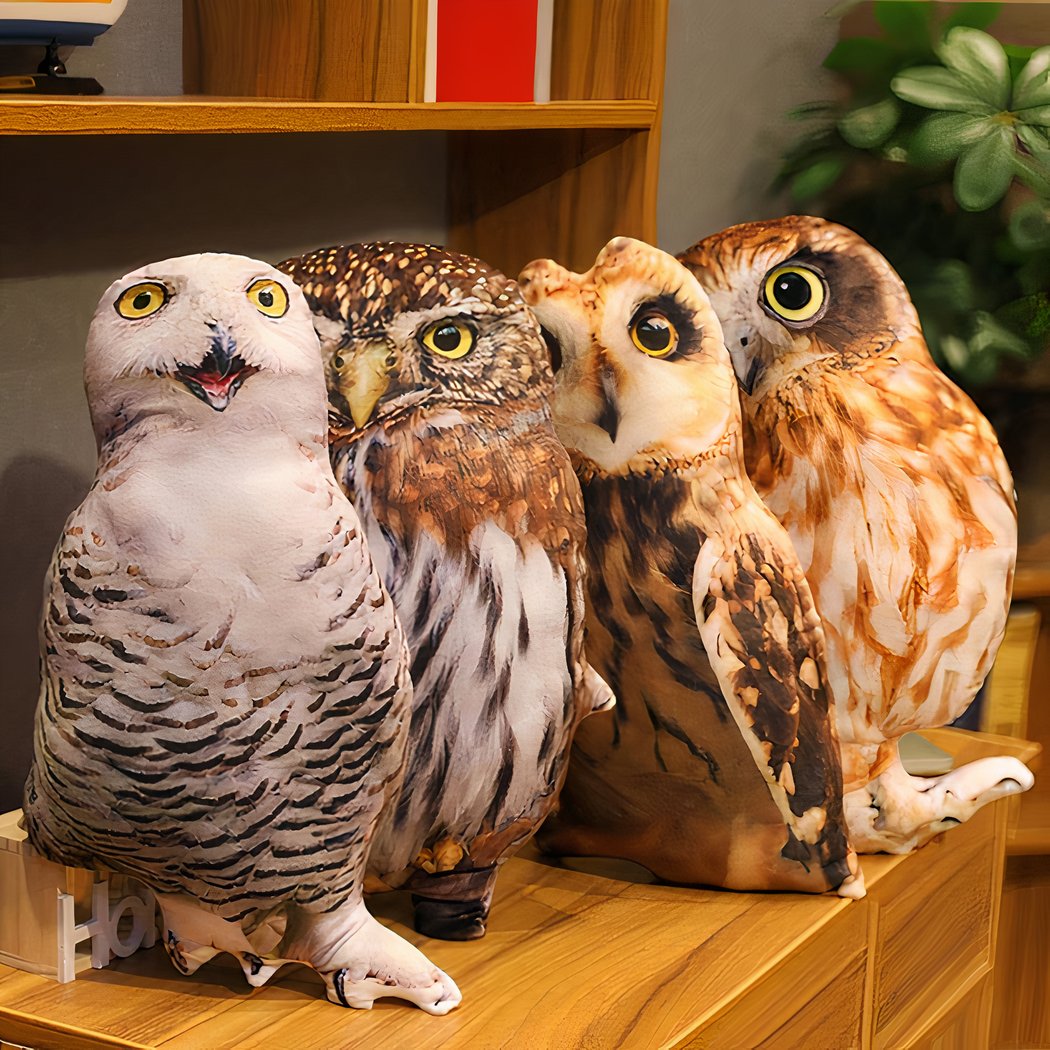 Peluche Hibou marron et blanc trop mignon