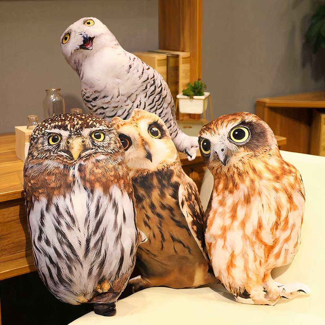 Peluche Hibou marron et blanc trop mignon
