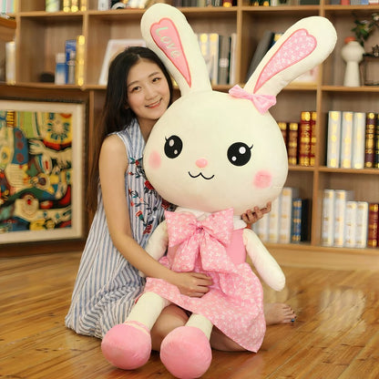Peluche lapin géant avec robe rose