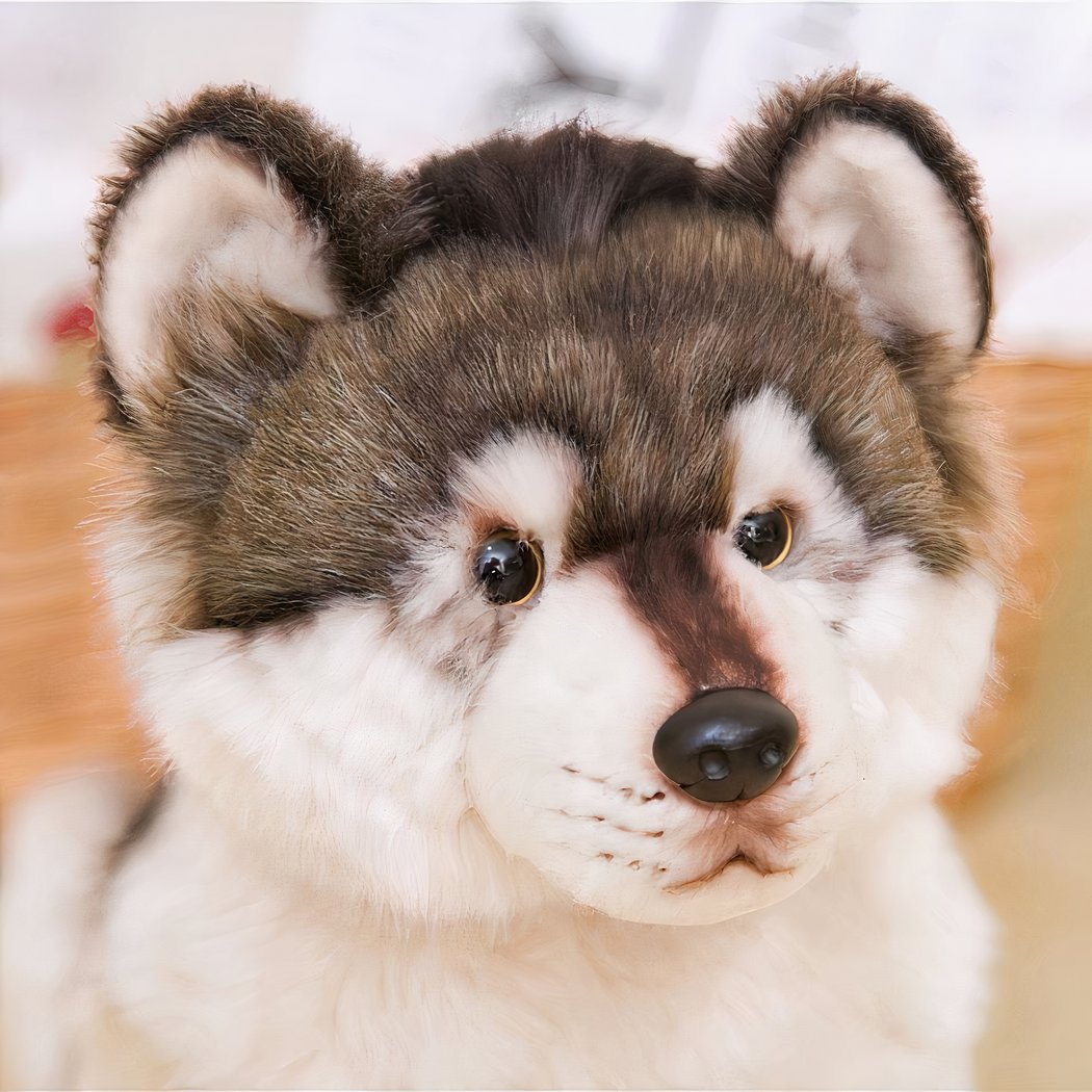 Peluche loup gris et blanc mignon