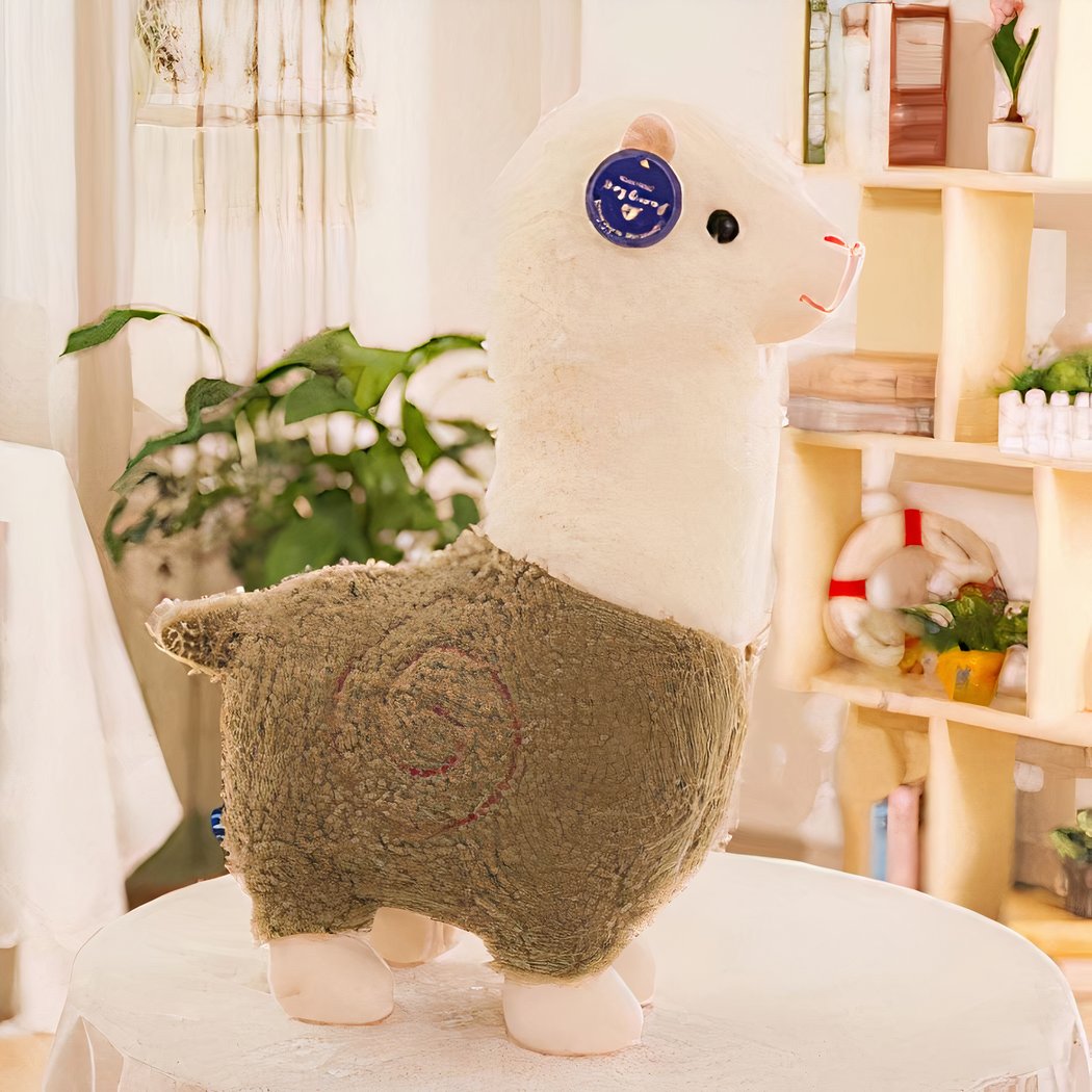 Peluche alpaga à robe colorée