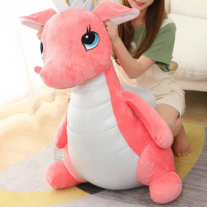 Peluche dragon mignon rose