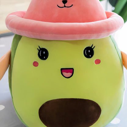Peluche avocat mignon avec chapeau